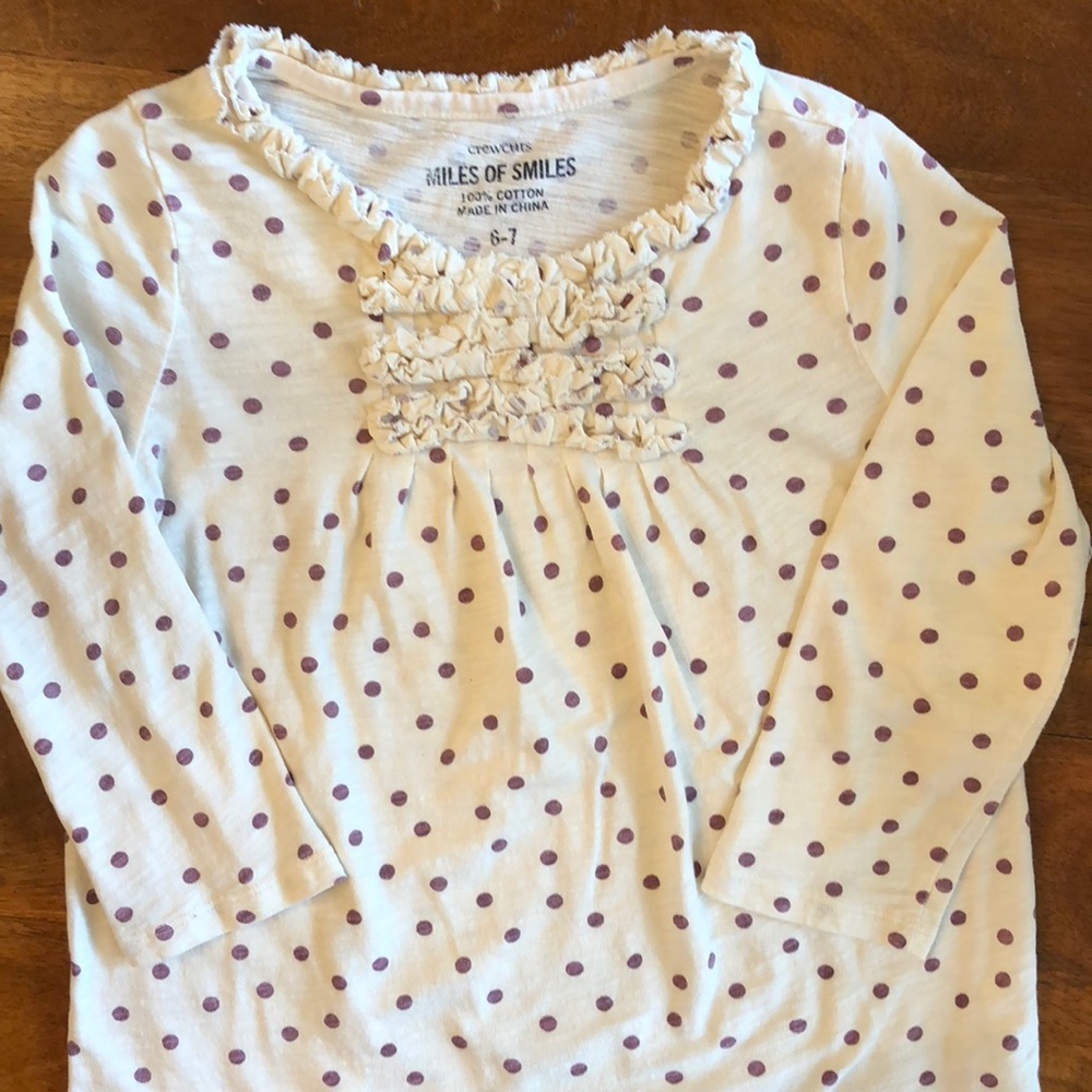Crewcuts 3/4 sleeve polka dot ruffle top